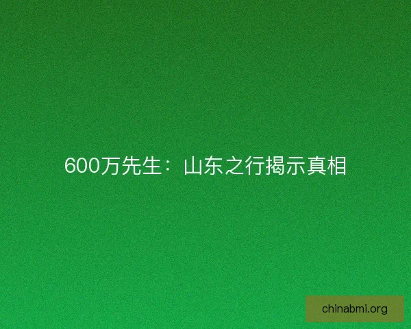 600万先生：山东之行揭示真相