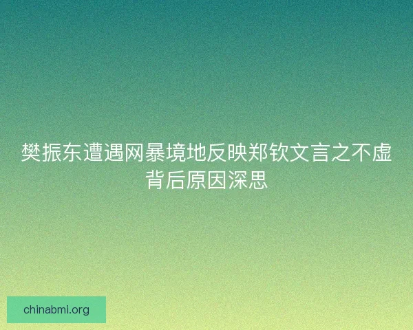 樊振东遭遇网暴境地反映郑钦文言之不虚背后原因深思