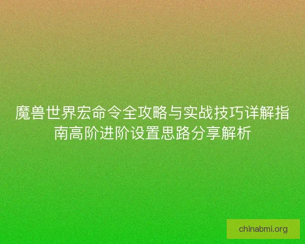 魔兽世界宏命令全攻略与实战技巧详解指南高阶进阶设置思路分享解析