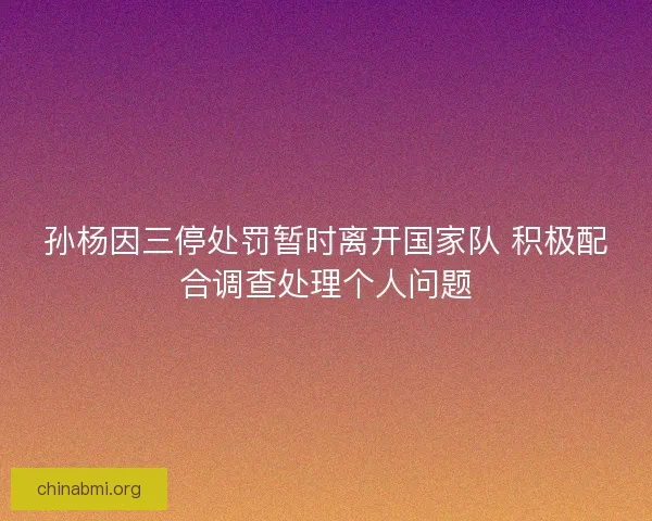 孙杨因三停处罚暂时离开国家队 积极配合调查处理个人问题