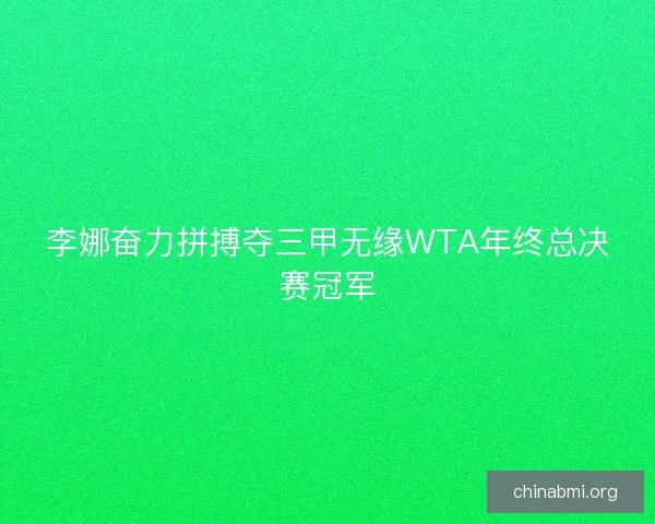李娜奋力拼搏夺三甲无缘WTA年终总决赛冠军