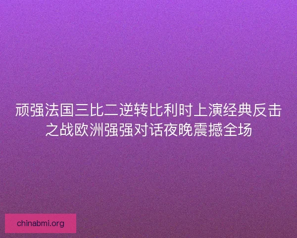 顽强法国三比二逆转比利时上演经典反击之战欧洲强强对话夜晚震撼全场